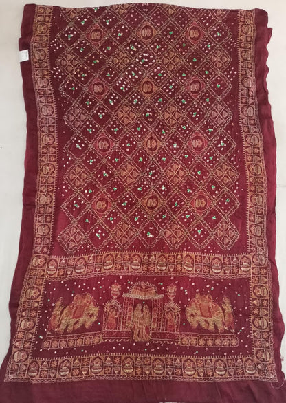 SKU; RF57  RAJ FASHION PURE GAJI SILK SAREE BANDHANI SAREE HANDWORK