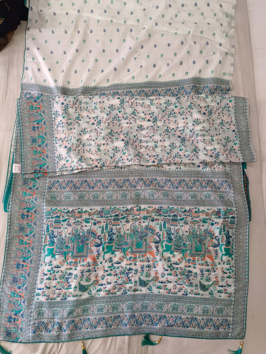 SKU ;RF14 RAJ FASHION PURE SILK KALAMKARI PRINT WITH DAIMOND PALLU