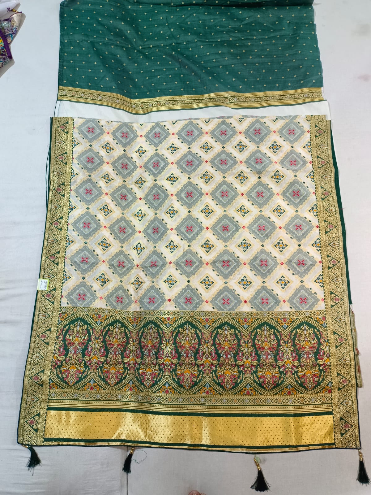 SKU ;RF17 RAJ FASHION NEW AJRAKH PATTAN GUJRATI MODAL SAREE