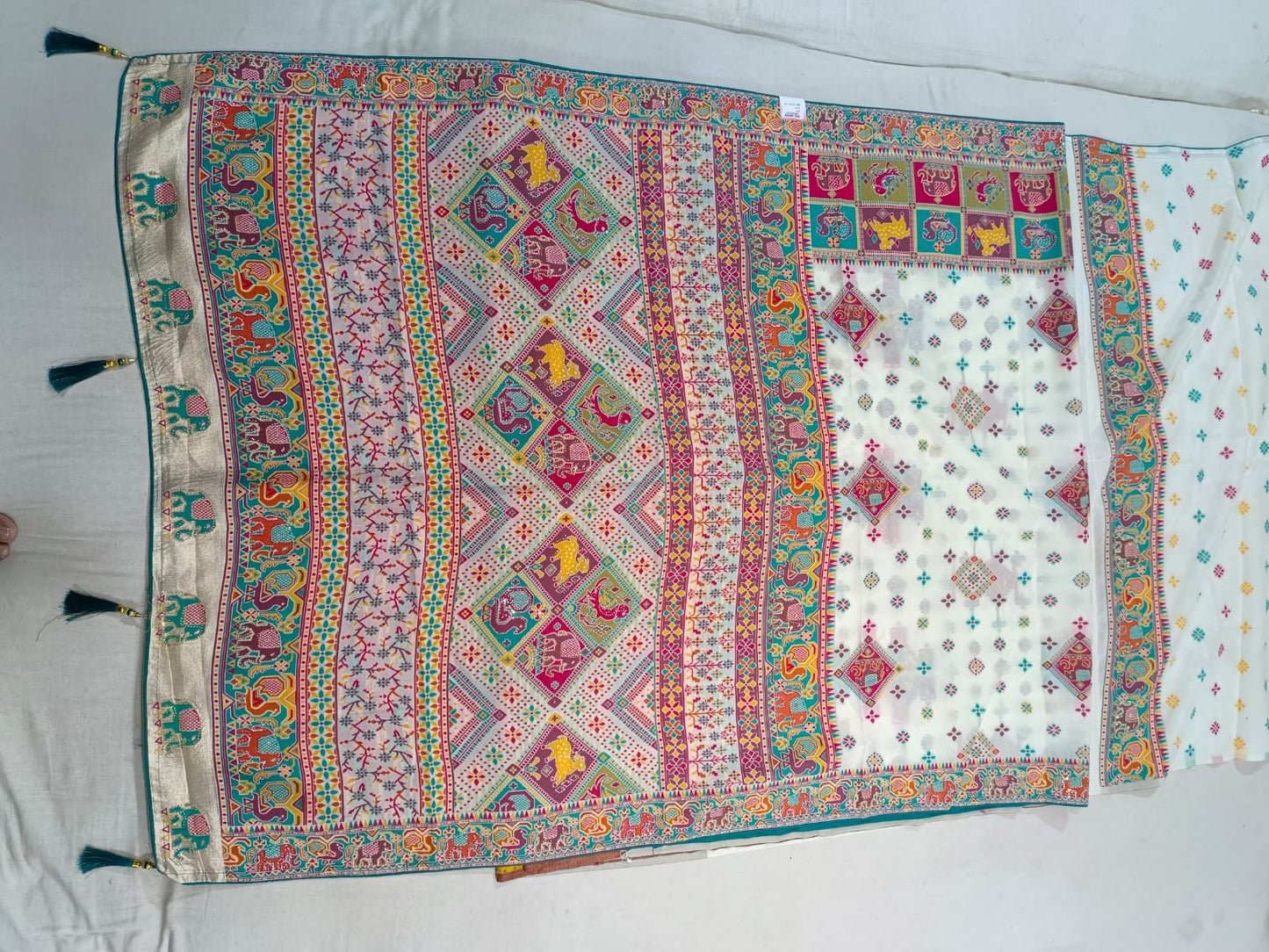 SKU ;RF17 RAJ FASHION NEW AJRAKH PATTAN GUJRATI MODAL SAREE