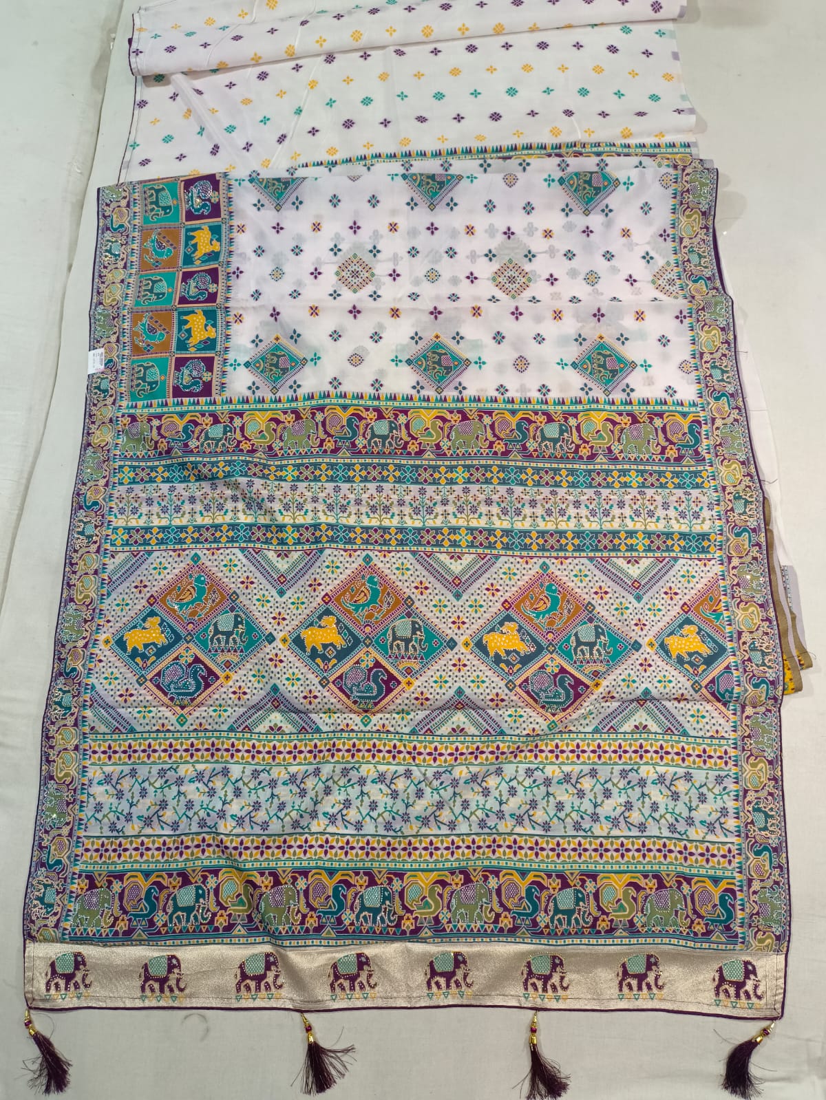 SKU ;RF17 RAJ FASHION NEW AJRAKH PATTAN GUJRATI MODAL SAREE