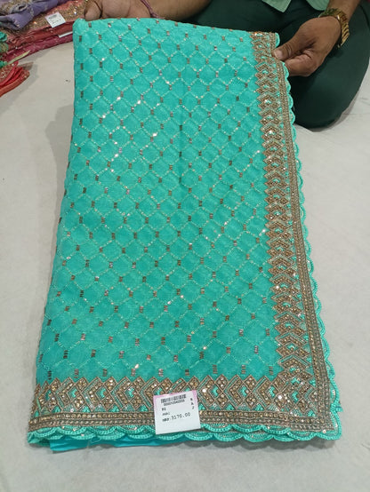 SKU ;RF59 RAJ FASHION HANDMADE BORDER TISSSE TREDDING SAREE