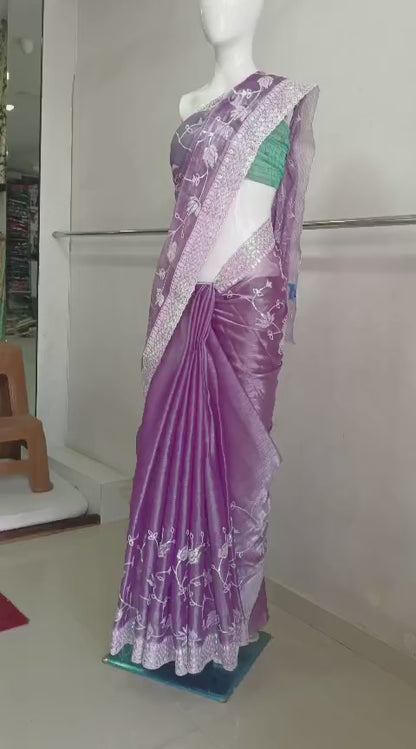 SKU ;RF32 RAJ FASHION JIMMY CHHO SEQUNCE EMBROIDERY WORK SAREE