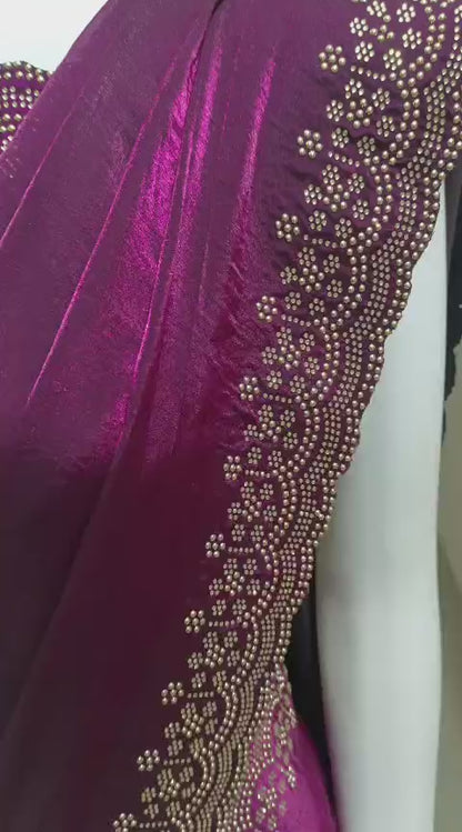 SKU; RF64 RAJ FASHION SIROSKI BORDER FANDI CHIFFON SAREE