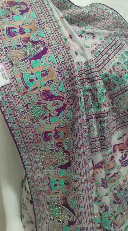 SKU ;RF14 RAJ FASHION PURE SILK KALAMKARI PRINT WITH DAIMOND PALLU