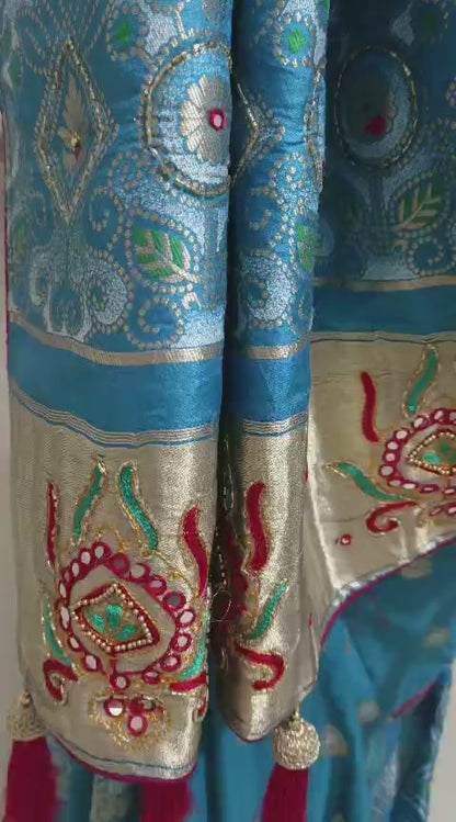 SKU;RF25 RAJ FASHION PASMINA PATTOLA HANDWORK PALLU SILK SAREE