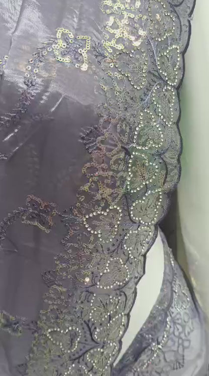 SKU ;RF96 RAJ FSHION TISSUE SEQUENCE WORK ORGANZA SAREE TREDDING